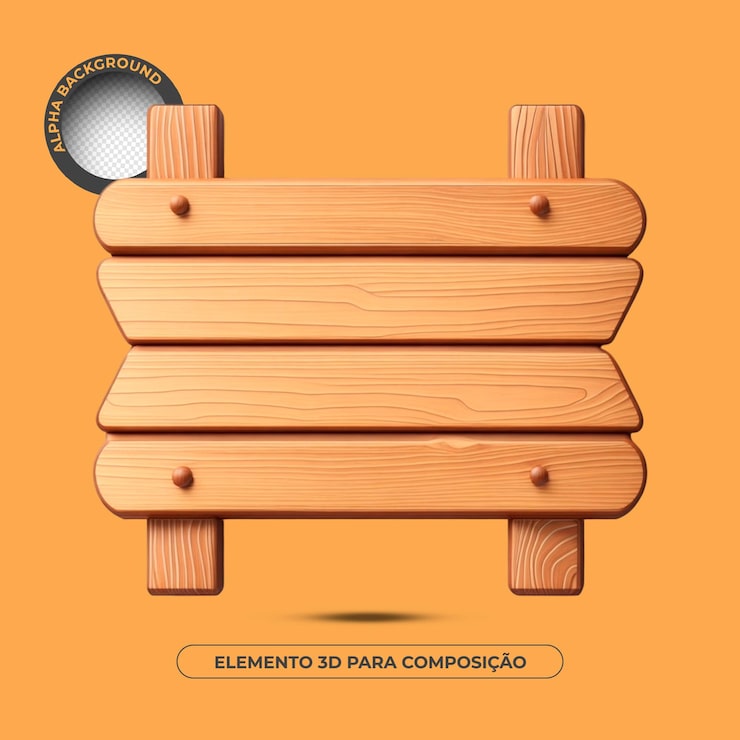 PSD elemento 3d de fondo de texto de madera para composición