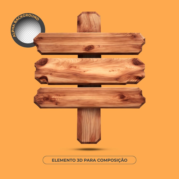 PSD elemento 3d de fondo de texto de madera para composición