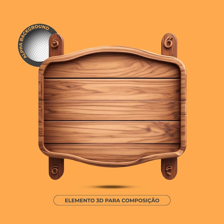 PSD elemento 3d de fondo de texto de madera para composición