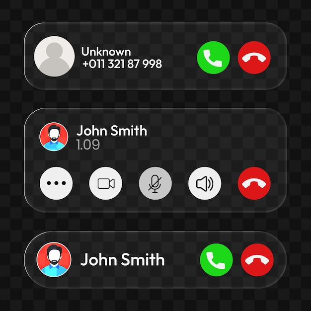 PSD elementos de ui de interface de chamada móvel transparente