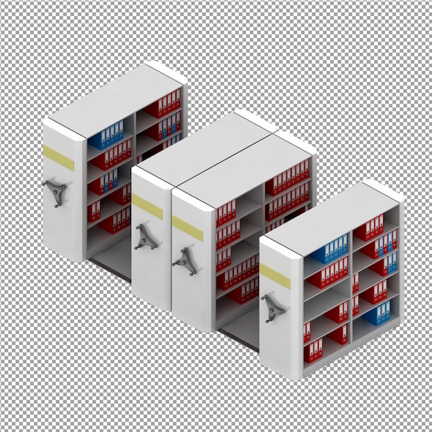 PSD equipo de oficina isométrico render 3d