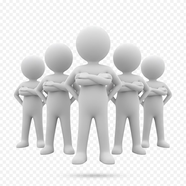 PSD equipo seguro de figuras 3d de pie juntas