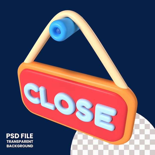 PSD fechar o ícone da ilustração 3d do sinal