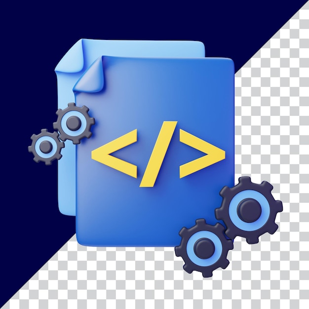 PSD fichiers de code rendus en 3d avec engrenages