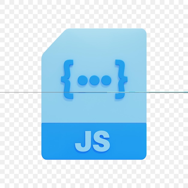 PSD file javascript blu 3d stile cartone animato isolato su sfondo trasparente