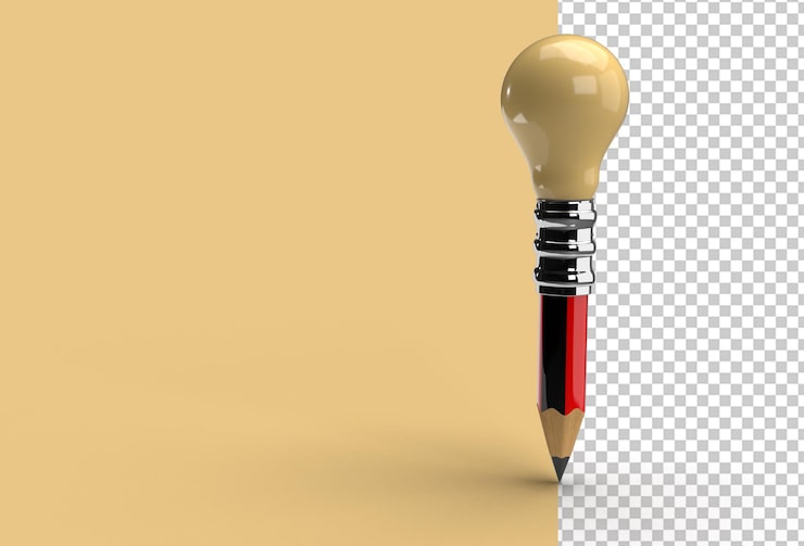 PSD file psd transparan ide kreatif bohlam pensil.