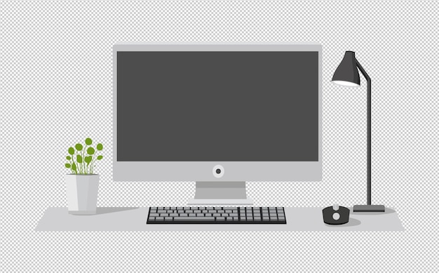 PSD flat design desktop-computer arbeitsplatz-setup