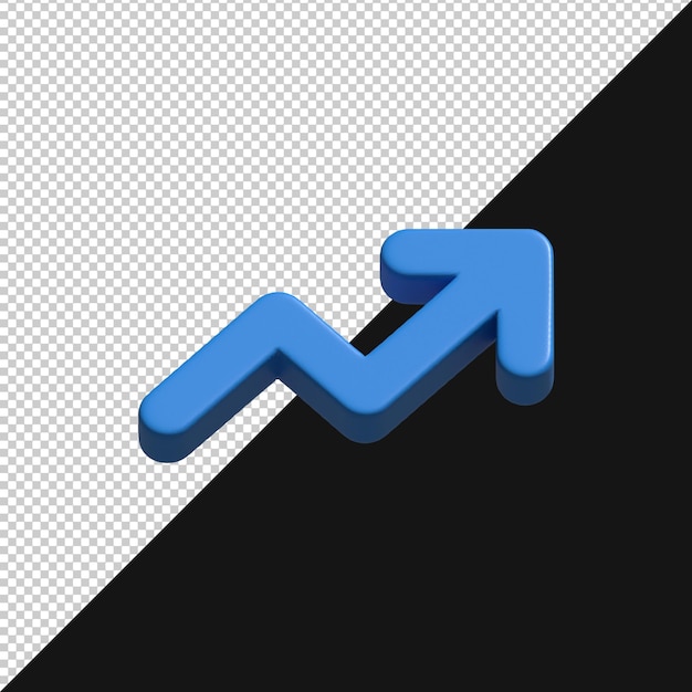 PSD flecha azul 3d indicando crescimento e sucesso