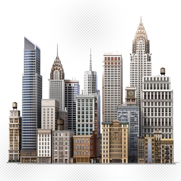 PSD fond transparent de bâtiments de la ville 3d