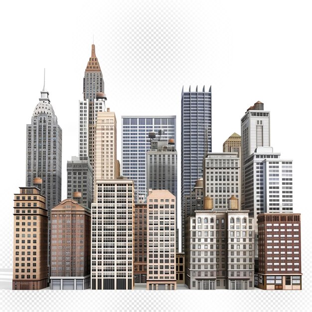 PSD fondo transparente de edificios de la ciudad 3d.