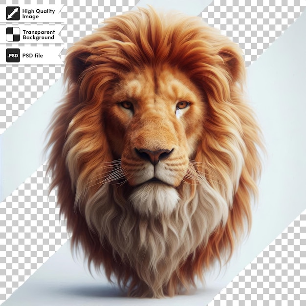 PSD una foto de un león que dice león en él