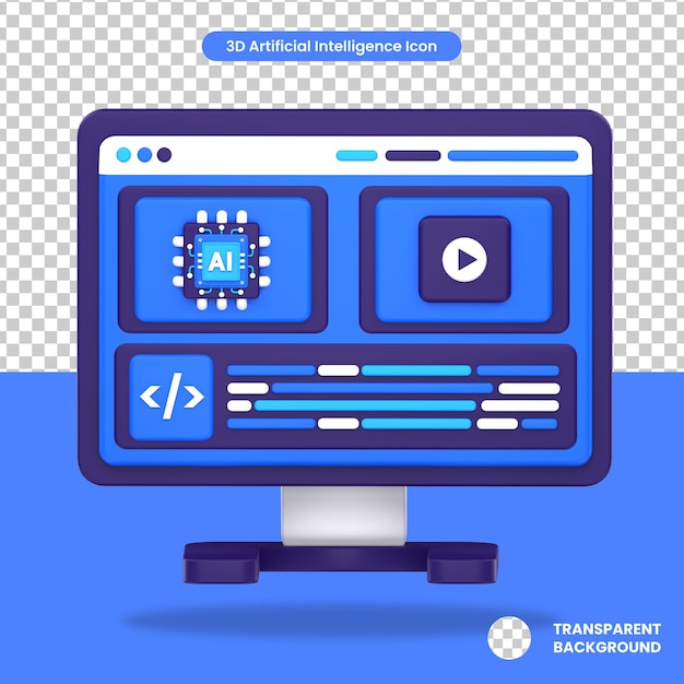 PSD gerador de vídeo de inteligência artificial renderizado em 3d