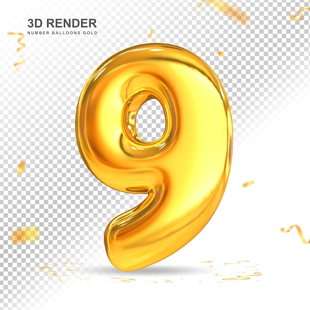 PSD goldnummer 9 luxusballons 3d