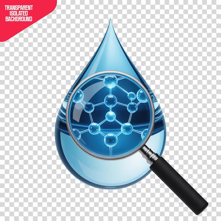 PSD goutte d'eau avec molécule agrandie, science et recherche