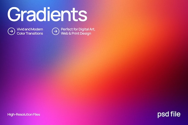 PSD gradientes para design digital e impresso