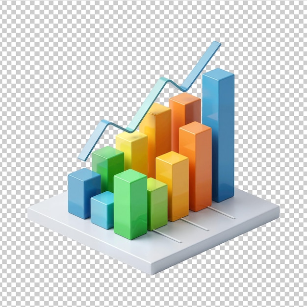 PSD gráfico de barras 3d colorido con línea