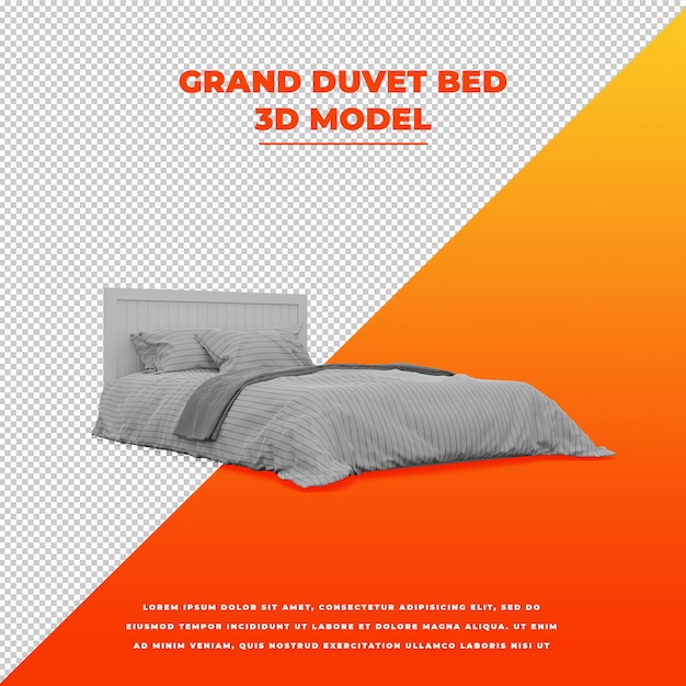 PSD gran edredón cama 3d modelo aislado