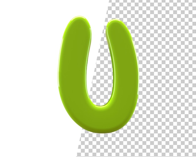 PSD grüner buchstabe u logo 3d render