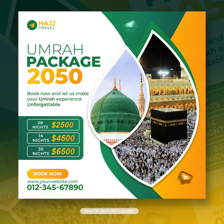 PSD hajj- und umrah-paket – werbeplakat, banner, social-media-flyer-vorlagen