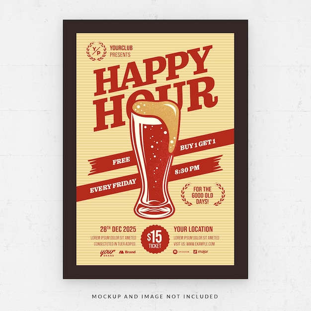 PSD happy hour night flyer-vorlage in psd für bar-event