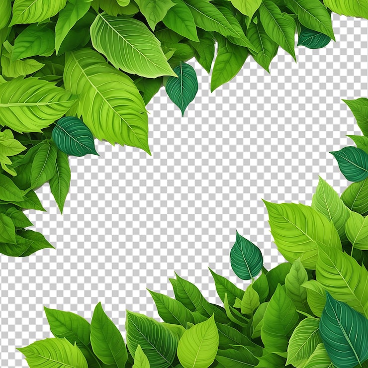 PSD hojas verdes sobre un fondo transparente