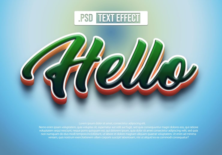 PSD hola efecto de texto psd