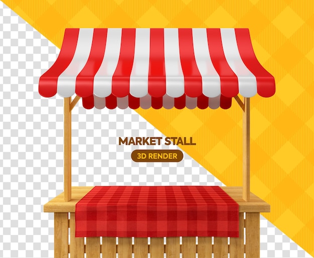PSD holzmarktstand 3d-rendering