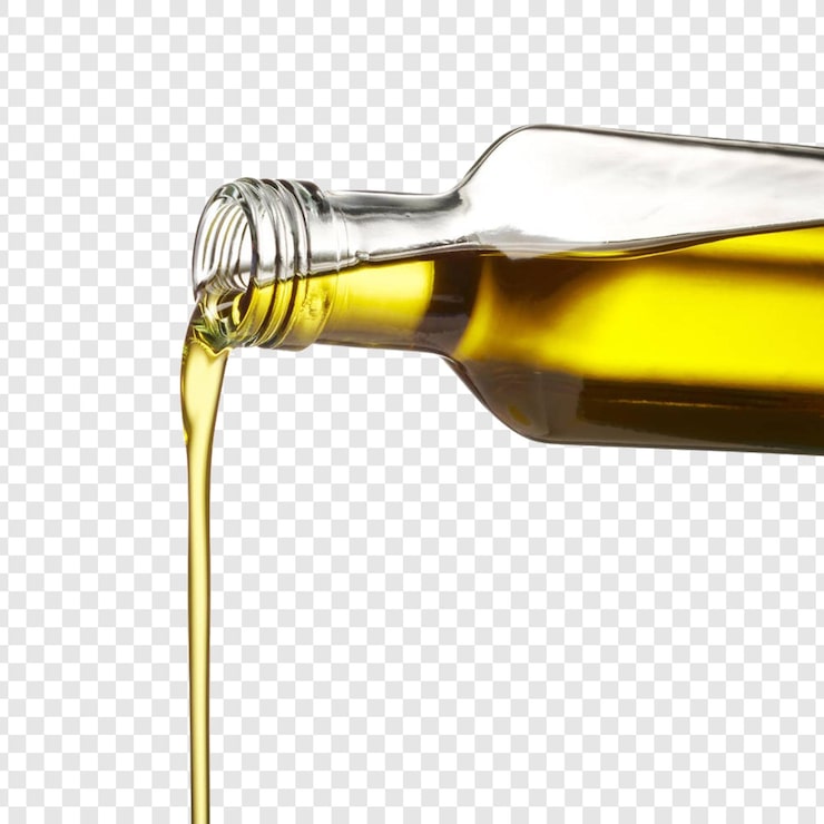 PSD huile d'olive versée depuis une bouteille en verre