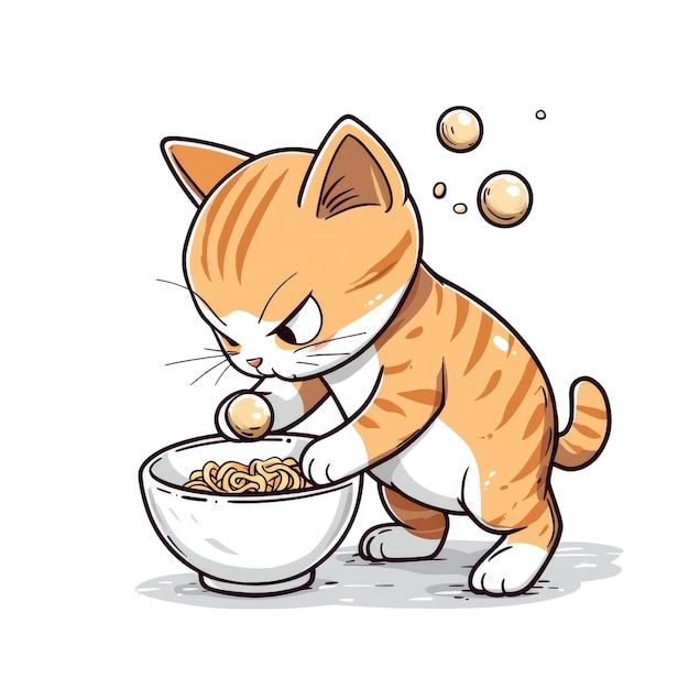 PSD hungrige katze isst nudeln