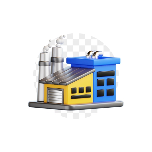 PSD icon 3d del edificio de la fábrica