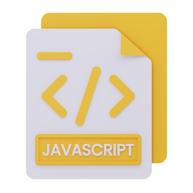 PSD icona 3d di file javascript con simboli di codice isolata su sfondo bianco