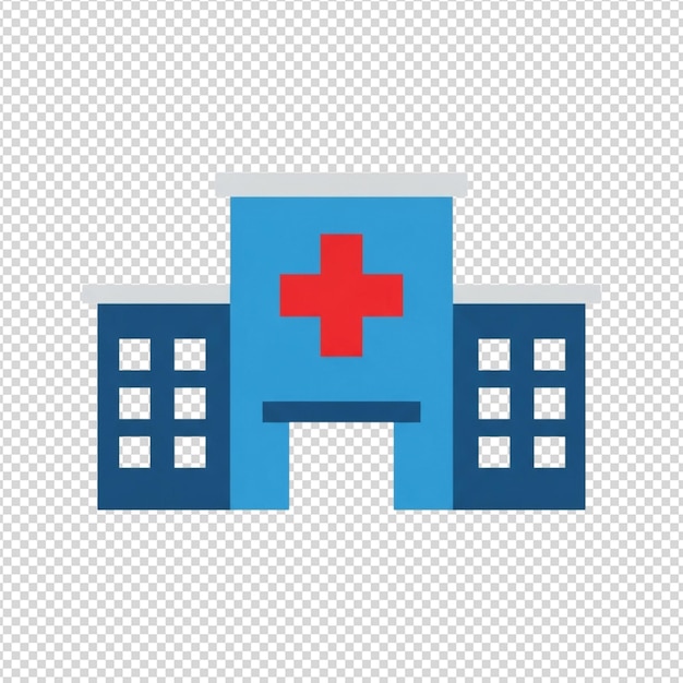 PSD icona piatta edificio ospedaliero