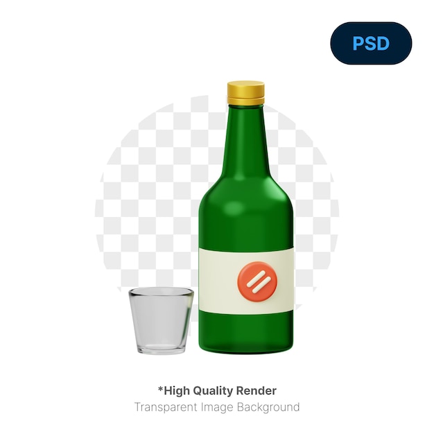 PSD icona soju 3d premium psd