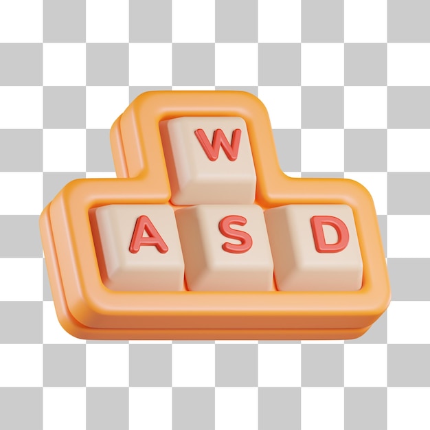 PSD ícone 3d do botão do teclado wasd