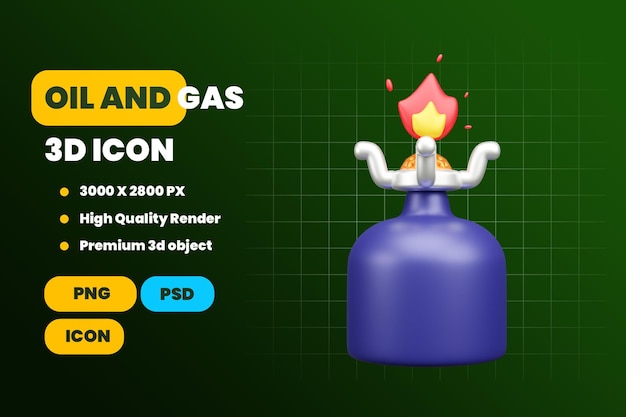 PSD icône 3d pétrole et gaz