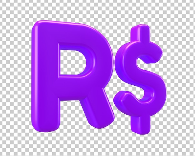 PSD icône 3d de signe d'argent de devise du brésil