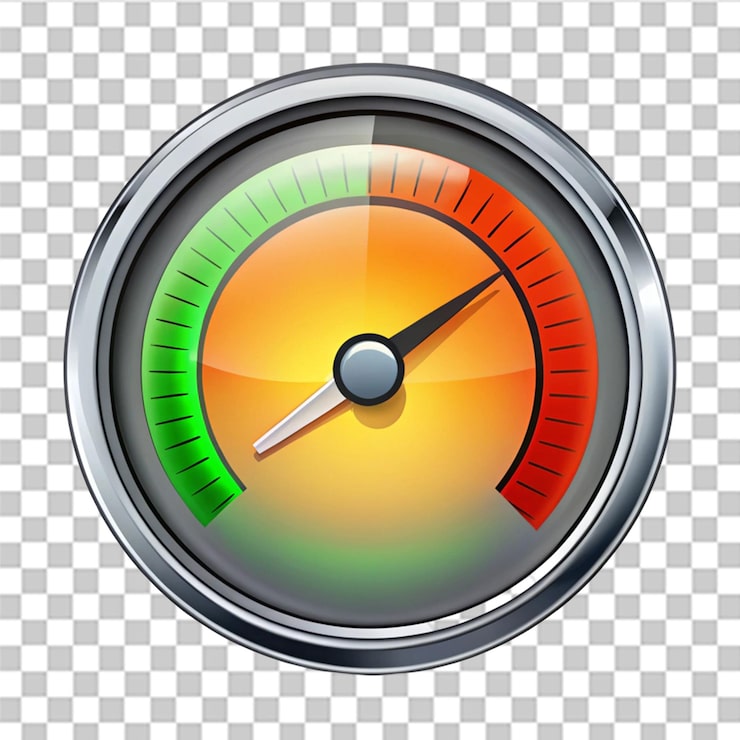 PSD icône d'accélération de progression du compteur de vitesse isolée sur un fond transparent