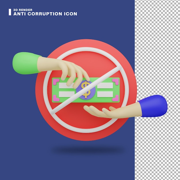 PSD icône anti-corruption de rendu 3d