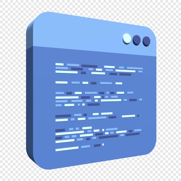 PSD icône de codage de rendu 3d écran de codage rendu 3d programmation avec code de syntaxe illustration de rendu 3d