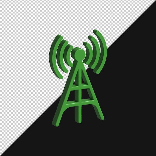 PSD ícone da torre de antena celular verde 3d