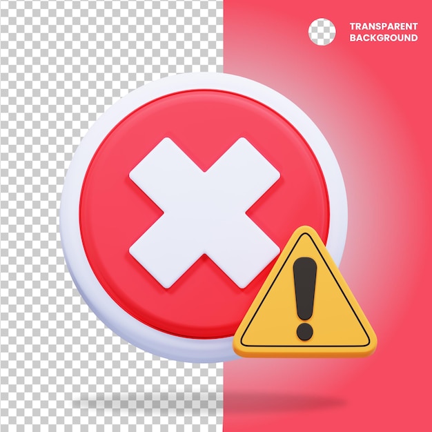 PSD ícone de notificação 3d de erro e aviso