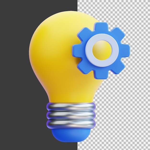 PSD icône d'idée de processus créatif 3d