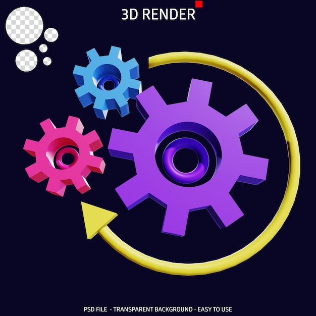 PSD icône de rendu 3d gear 6