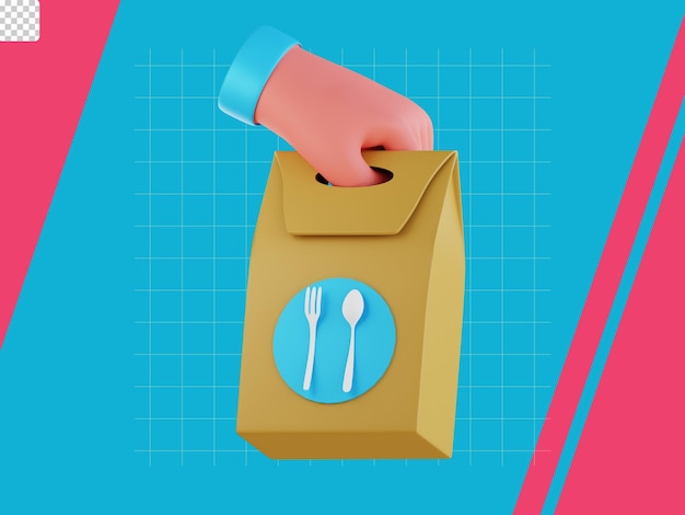 PSD icono 3d de entrega de alimentos