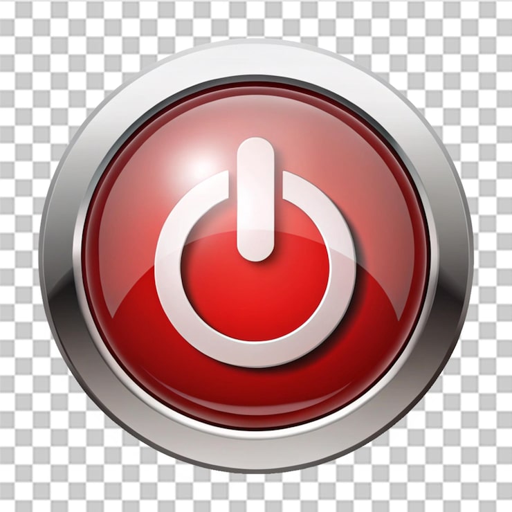 PSD icono de arranque y parada del interruptor de energía del botón de apagado aislado en un fondo transparente