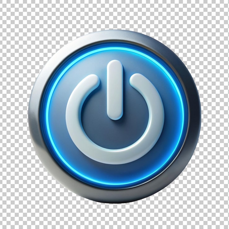 PSD icono del botón de encendido con estilo moderno 3d