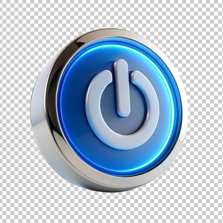 PSD icono del botón de encendido con estilo moderno 3d