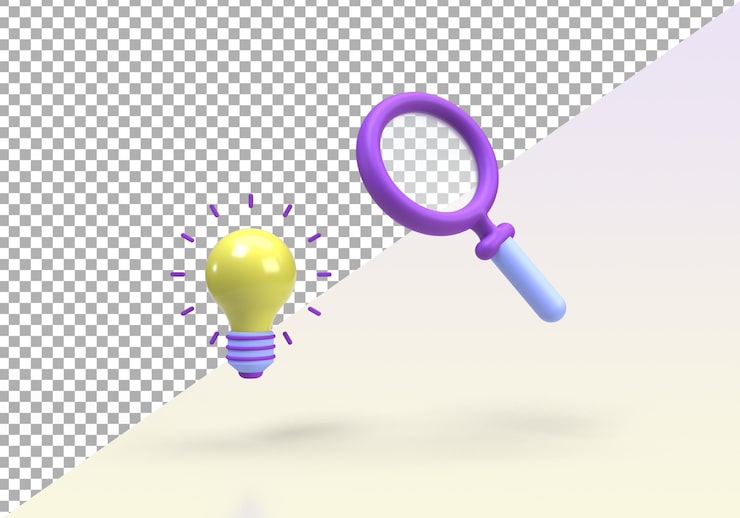 PSD icono de renderizado 3d de fondo de ilustración de bombilla amarilla para el concepto de idea de negocio