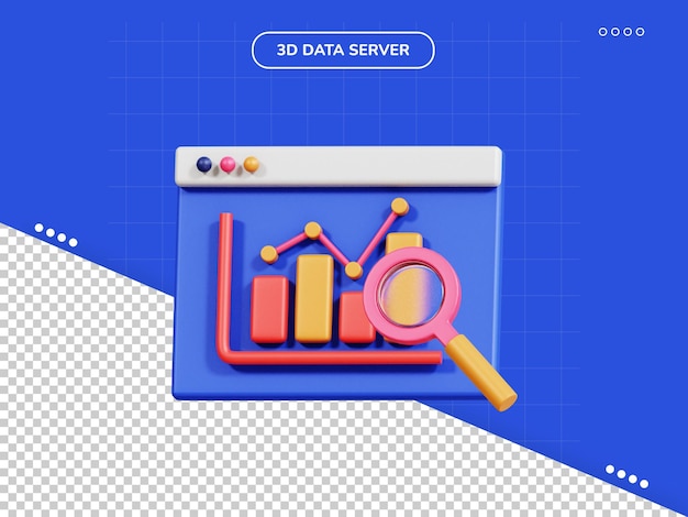 PSD ikon 3d analisis data riset