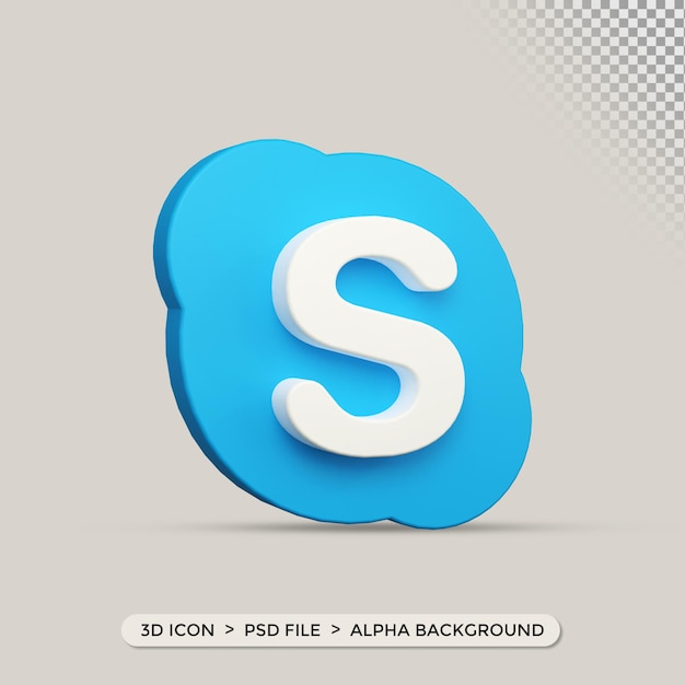 PSD ikon skypee dalam rendering 3d